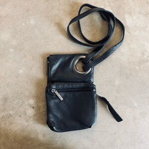 Sarah Pacini Black Textured Crossbody Bag Designer Purse 5 x 8